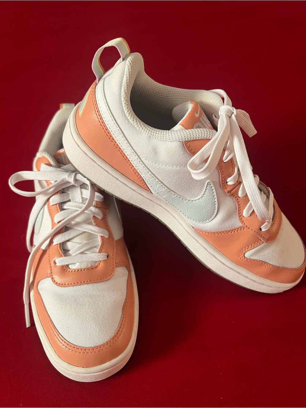 Nike Women's Peach & White Low-Top Sneakers, size 6.5Y (fits W8) worn just once